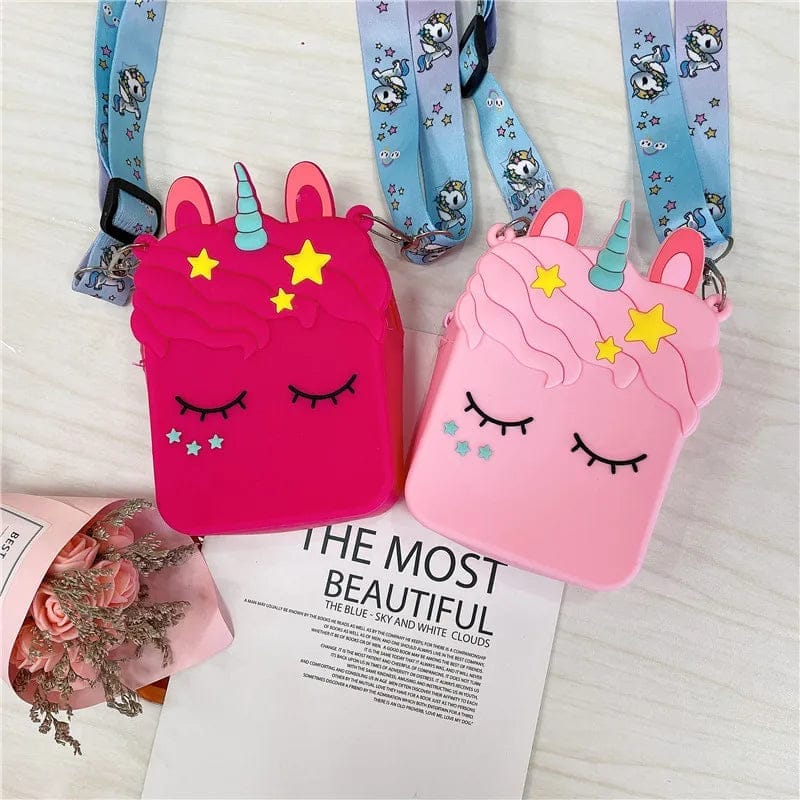 Kawaii Silicone Crossbody Coin Bag Kid Toddler Children Shoulder Handbag Adjustable Strap Holiday Travel Pocket Pack