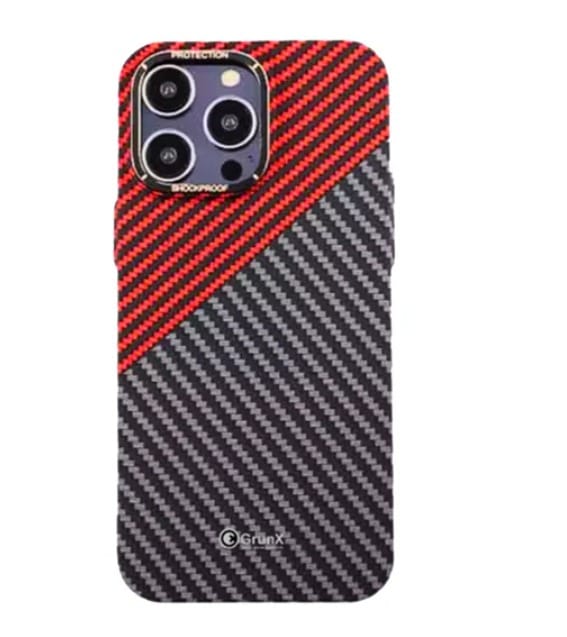 Titanic - Carbon Fiber Aramid Magsafe Case - Black & Red iPhone 15 PRO MAX