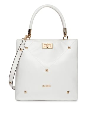 Studded Vegan Handbag (M)-White