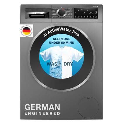 Bosch 10.5/6 KG Inverter Fully Automatic Front Load Washer Dryer (WNA2E4U1IN, 1400 RPM, 14 Wash Programs, LED touch display, Wash & Dry in 60 Mins, Cast Iron Grey) Bosch 10.5/6 KG Inverter Fully Automatic Front Load Washer Dryer (WNA2E4U1IN, 1400 RPM, 14