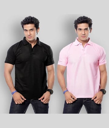 SKYRISE Pack of 2 Cotton Blend Slim Fit Solid Half Sleeves Men's Polo T Shirt ( Multicolor )