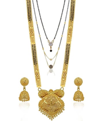 MGSV Jewellery Traditional Necklace Pendant Hand Meena 30inch Long and 18inch short  Mangalsutra/Tanmaniya/nallapusalu/Black Beads For Women and Girls Brass, Alloy Mangalsutra