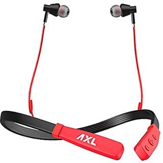 AXL ABN07 Bluetooth Wireless In ear Earphone with Upto 22 Hour Playtime Adjustable Clip Passive Noise Cancellation Magnetic Earbuds Bluetooth V5.0 and with mic Flexible Neckband (Red).
