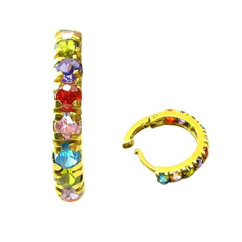 Luxurious Solid Casting Multicolor CZ Piercing Nose Hinged Hoop Ring 14k Gold