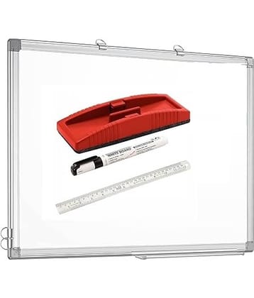 FREEDY Non Magnetic 1 X1.5 Feet Double Sided White Board and Chalk Board Front Side Whiteboard Marker Surface and Back Side Chalkboard Surface Combo DMS