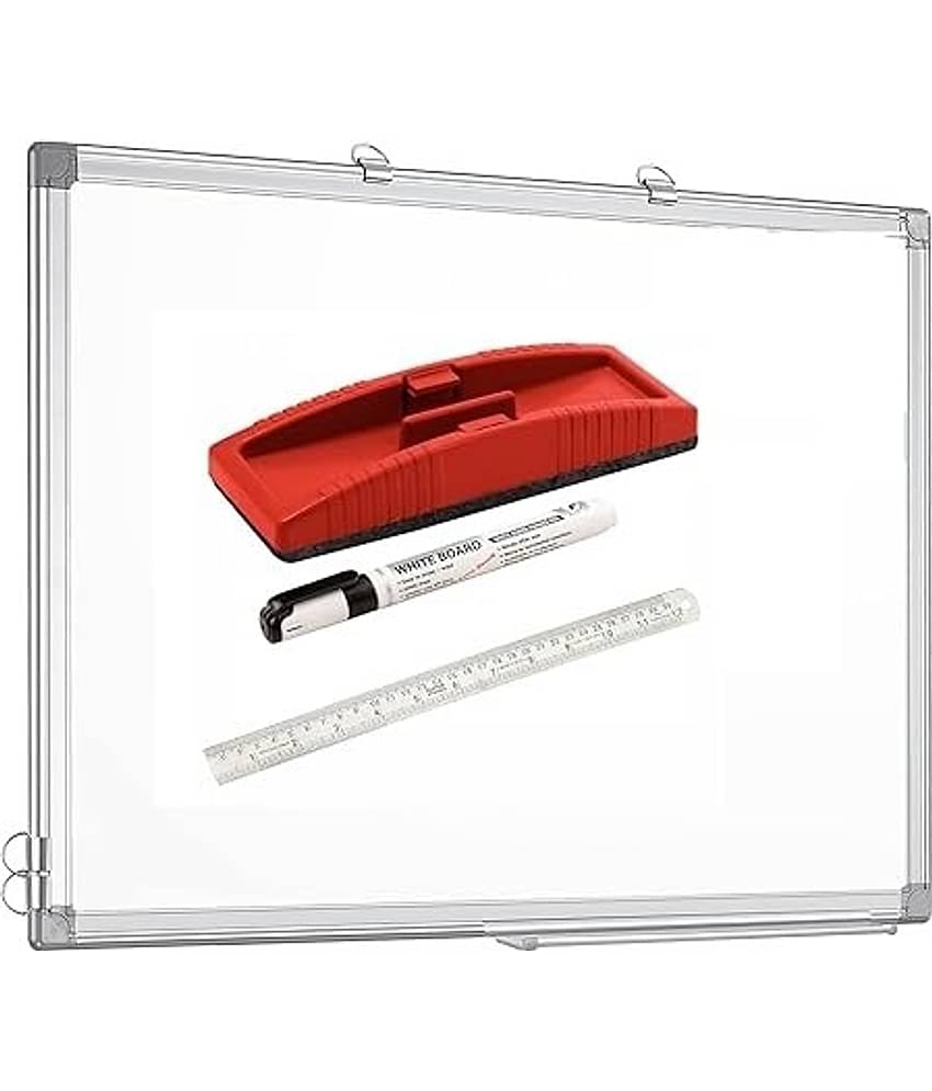 FREEDY Non Magnetic 1 X1.5 Feet Double Sided White Board and Chalk Board Front Side Whiteboard Marker Surface and Back Side Chalkboard Surface Combo DMS