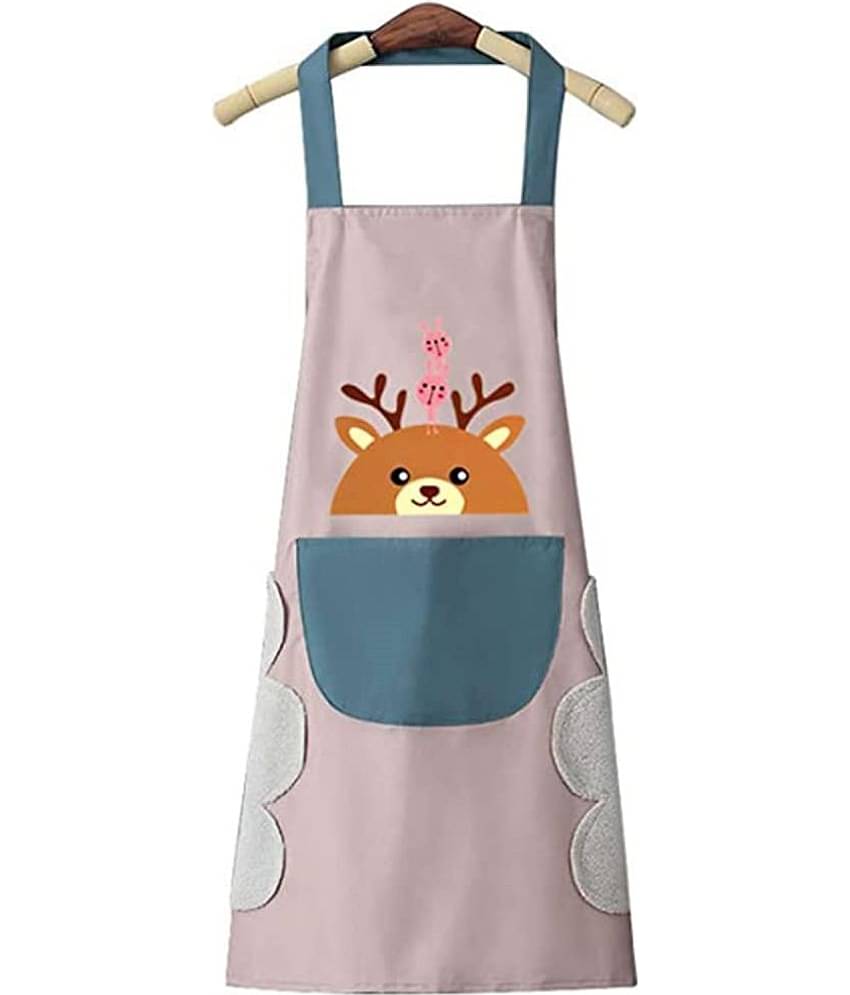 RAMDEV ENTERPRISE - Polyester Printed Kitchen Apron with 1 Center Pocket ( Pack of 1 )