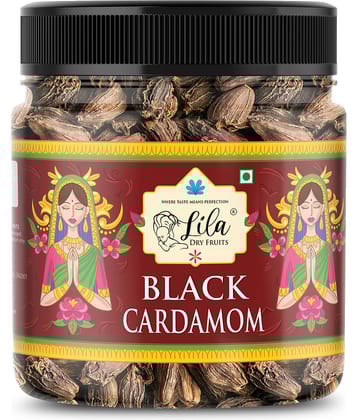 LILA DRY FRUITS Whole Black Cardamom Big 250g Aromatic Kali Elaichi Spice