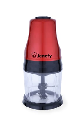 Jenefy Electric Vegetable Chopper for Kitchen 275 Watts Copper Motor 500 ml Bowl For Chop Mince Puree & Whisk 4 Bi Level Stainless steel Blade for Chopping Vegetable and Fruits Red