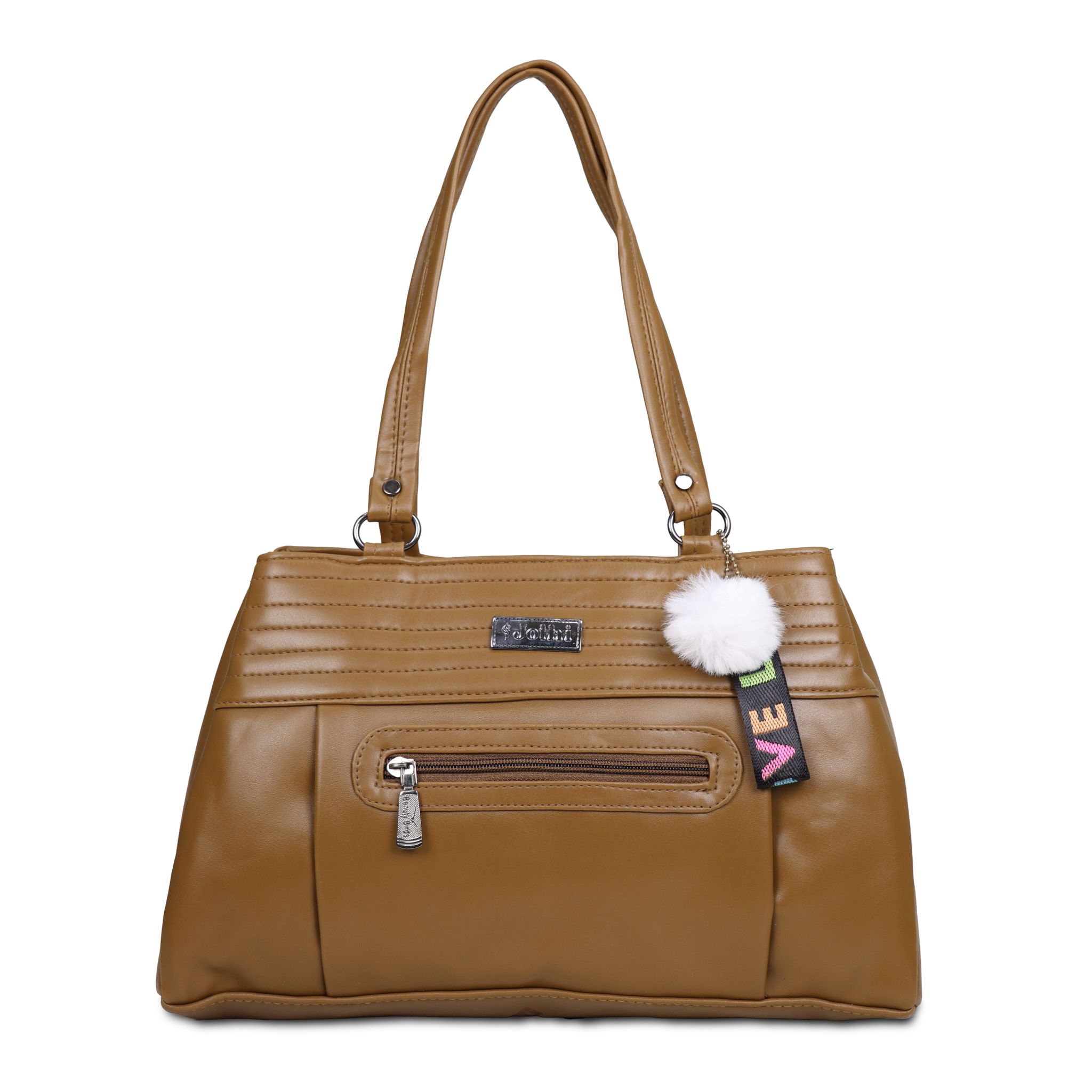 Jothi Strivelle Premium Womens Handbag | 3-Zip Multi-Compartment Tote | Matte Finish Synthetic Leather | Lightweight & Water-Resistant | Soft Base | Taupe Brown