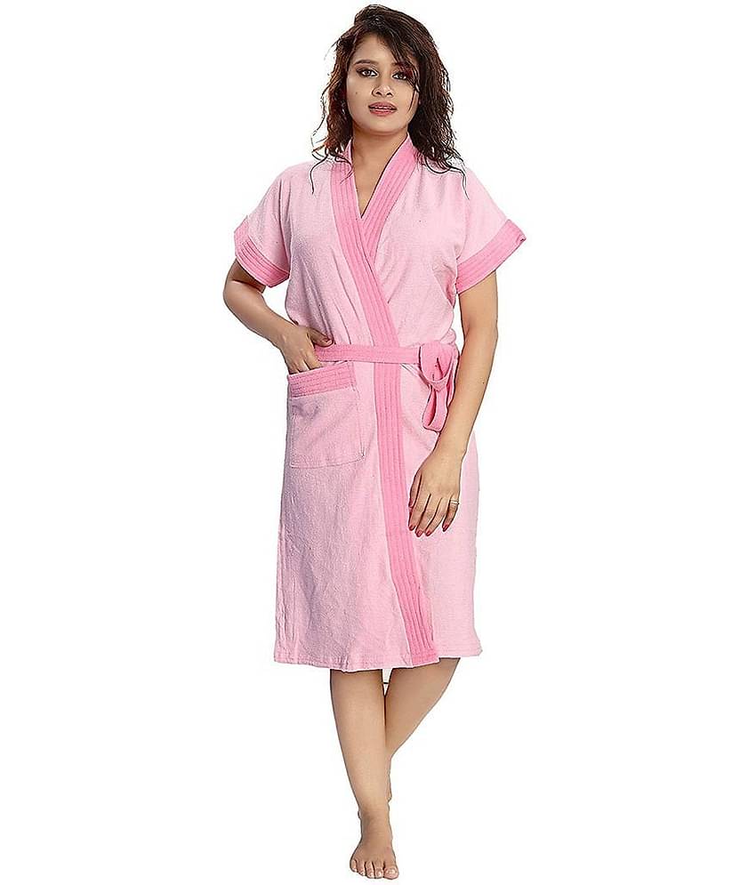 Poorak Pink Free Size Bathrobe ( Pack of 1 )
