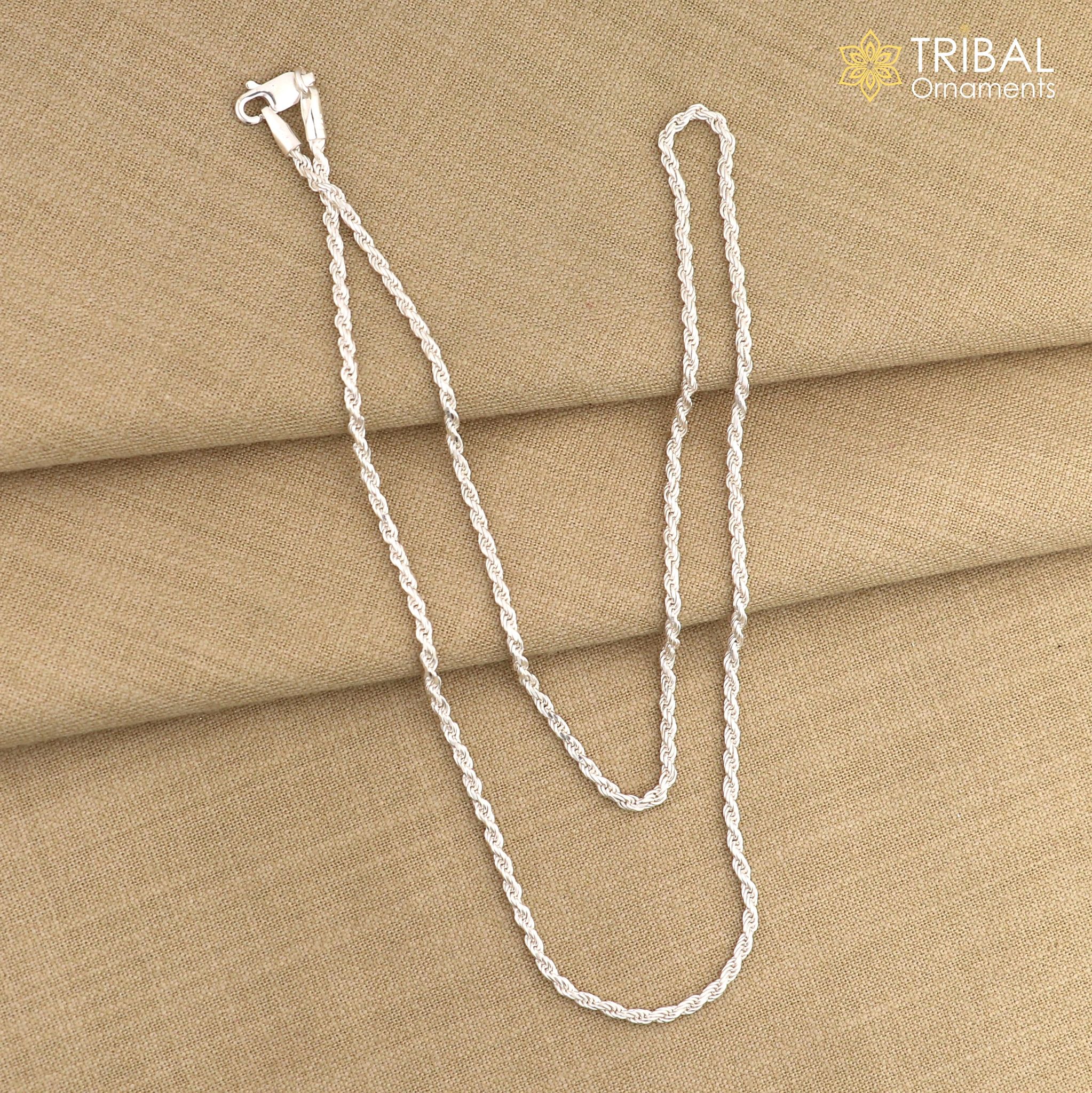 2mm Rope chain 925 sterling silver handmade rope chain, necklace chain, plain bright silver trendy style UNISEX chain ch591-18