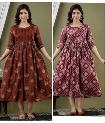 Nevisha Style Multi Color Cotton Maternity Kurta Pack of 2