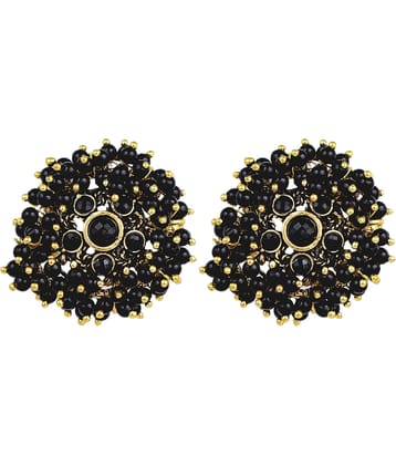 FASHION FRILL - Black Stud Earrings ( Pack of 1 )