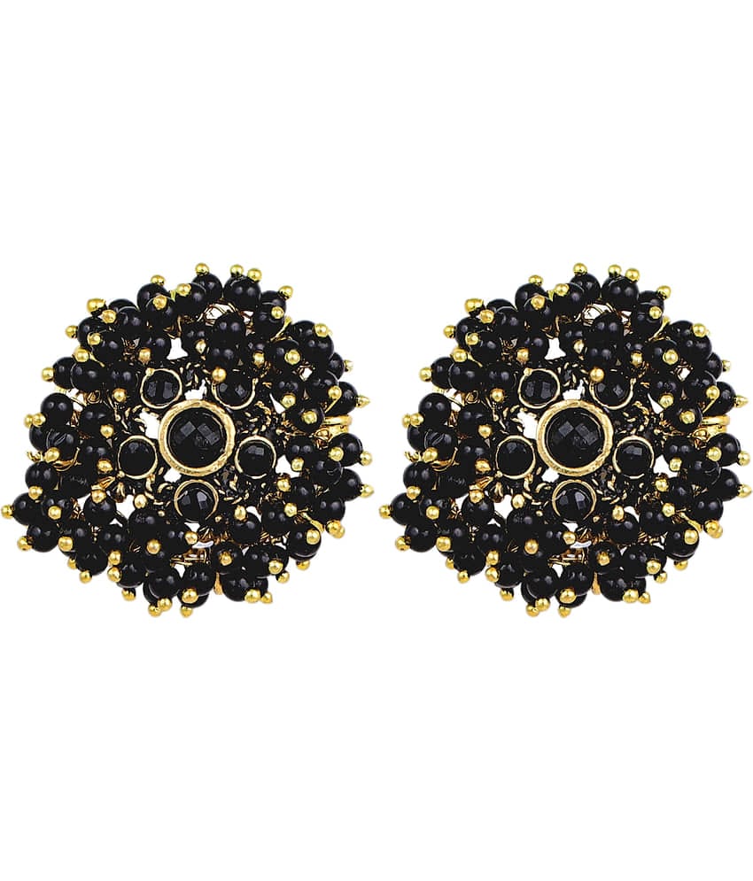FASHION FRILL - Black Stud Earrings ( Pack of 1 )