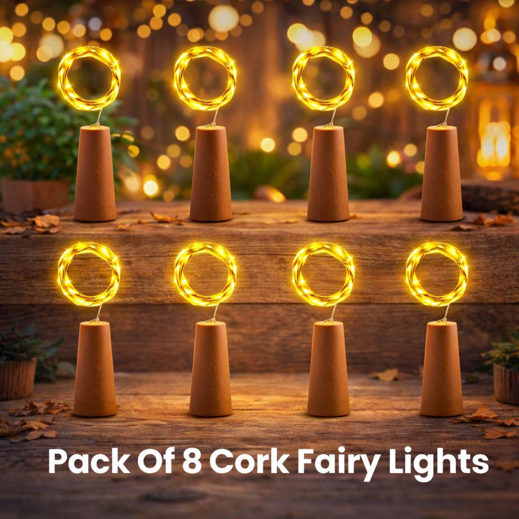 SPARKWORLD 20 LEDs M Yellow Steady String Rice Lights (Pack Of 8) | Size: 77 m | Colour: Warm White