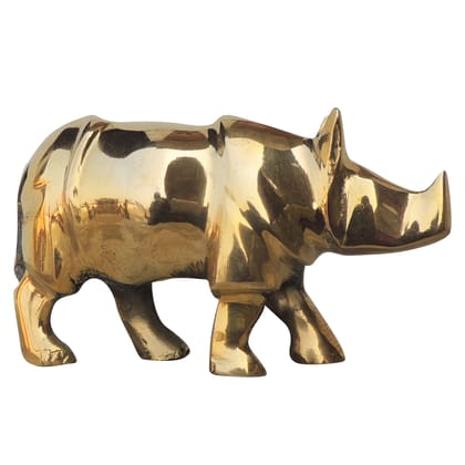 Brass Rhino Statue | Decorative Wildlife Showpiece, Height : 2.5 Inch (ANMAS198 B)