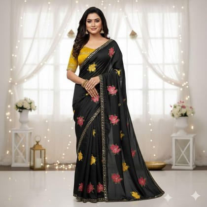 Georgette Saree with Mirror Work