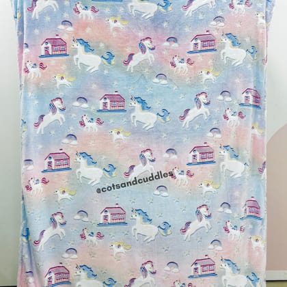 Premium Super Soft Warm Cozy Furry Blanket Glow in The Dark (5.5ft x 6.5ft) (Home Unicorn)