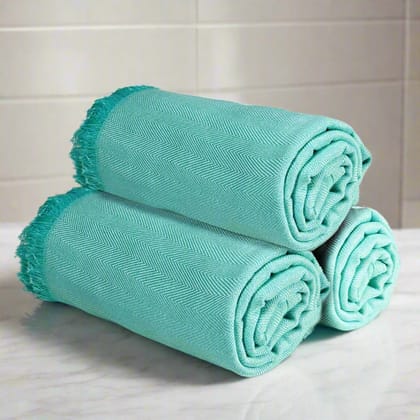 Bamboo Turkish Bath Towel - Set of 3-Teal | Teal | Teal