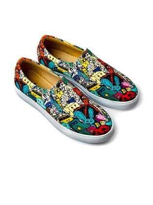 Men Printed Canvas Slip-On Sneakers