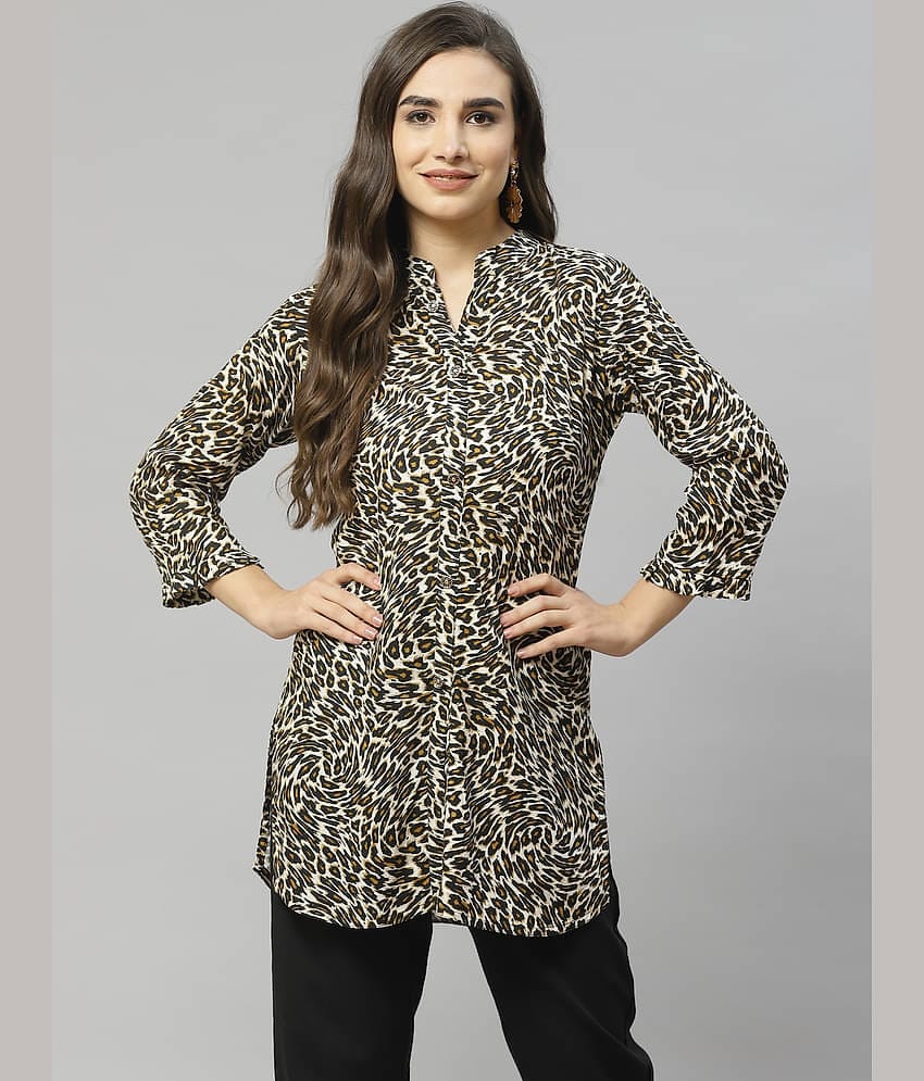 HIGHLIGHT FASHION EXPORT Women's Cotton Blend Regular Top ( Brown )