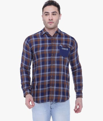 Kuons Avenue - Indigo Cotton Blend Slim Fit Men's Casual Shirt ( Pack of 1 )