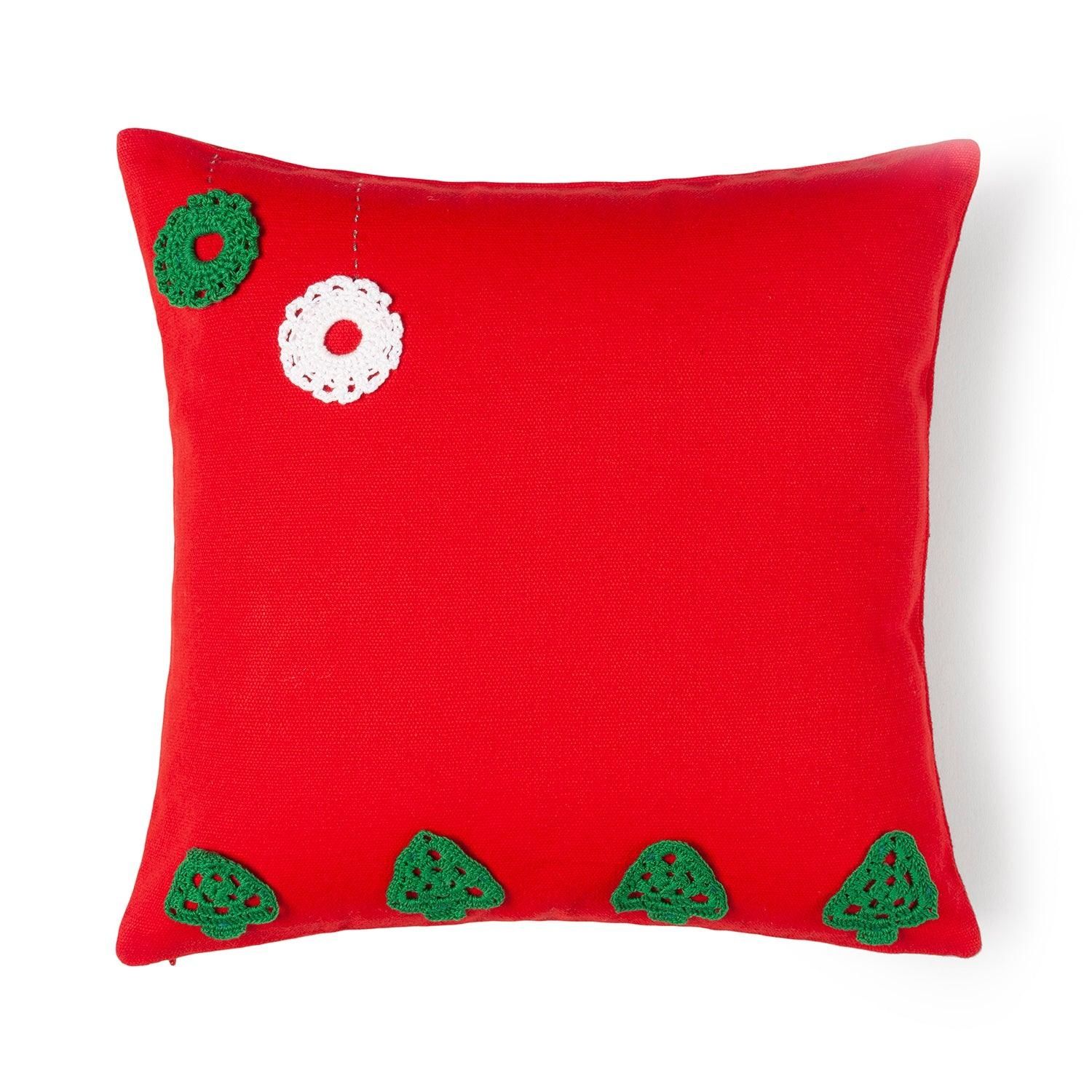 Cotton Christmas Cushion Cover with Crochet Motifs 12x12 Inches
