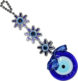 Real Seed Evil Eye Car & Door/Office Hanging for Good Luck and Prosperity Showpiece 3 Shining Stars - 27 x 8 CM