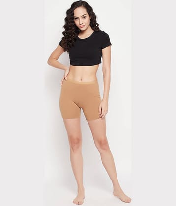 Clovia Cotton Solid Women's Boy Shorts ( Nude )