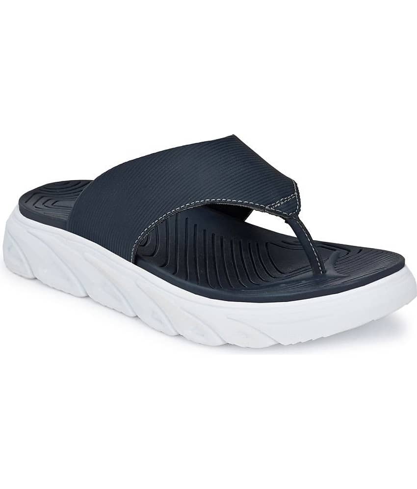 softio - Blue Leather Thong Flip Flop