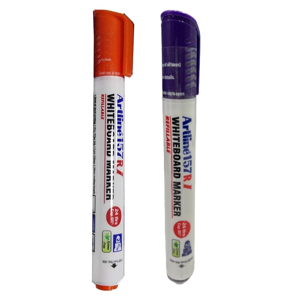Artline 157RI Whiteboard Marker Pack of 10 (Red and Purple Colours) | Quick Drying, Dry Wipe Ink, Low Odor