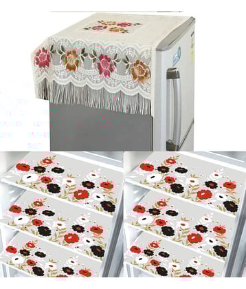 Crosmo Polyester Floral Fridge Mat & Cover ( 99 53 ) Pack of 7 - Multicolor