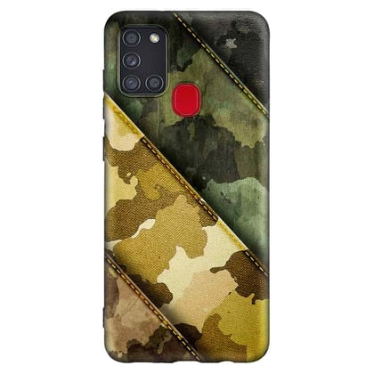 Denim camouflage Samsung A21S Premium Embossed Mobile cover