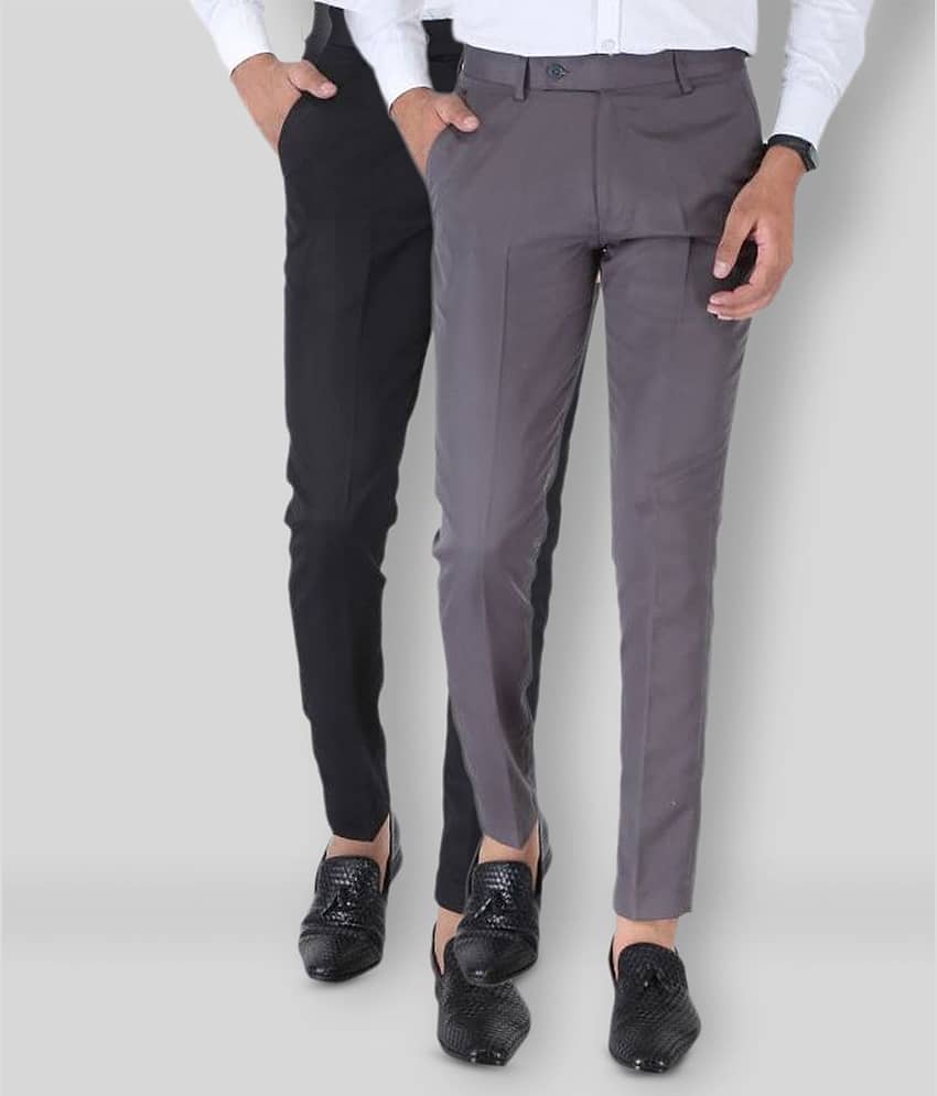 SREY - Black Polycotton Slim - Fit Men's Chinos ( Pack of 2 )