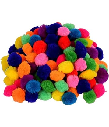PRANSUNITA Pom Pom Wool Balls, 20 mm, Used in Jewellery & Toran Making, Macrame Art, Decorations, Dresses, School Projects, etc, Pack of 230 pcs, Multicolored