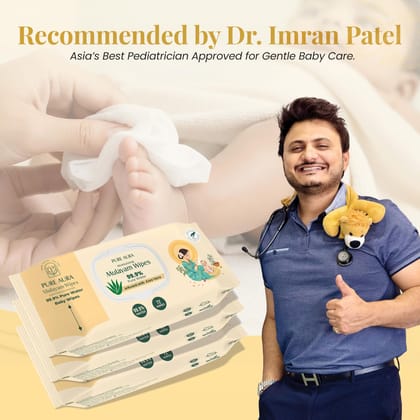 Pure Aura Baby Wipes with 99.9% Pure Water | Ultra Soft & Thick | Natural Plant-Based | Infused with Aqua & Aloe Vera | Gentle & Safe for Newborns