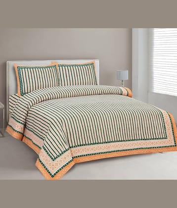 CLOTHORO Cotton 1 Double King Bedsheet with 2 Pillow Covers ( Multicolor )