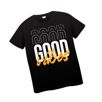 Trishoolin "Good Vibes" Quote Printed T-Shirt | Design 50106MB | Regular Fit | Crew Neck / Round Neck Half Sleeve | Pack of 1