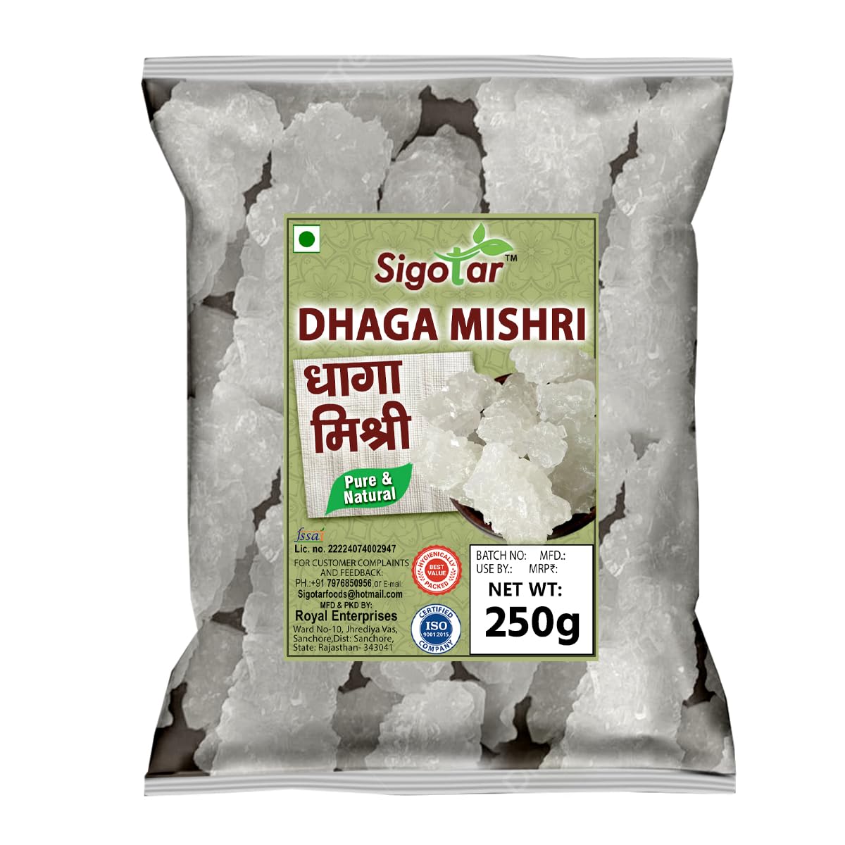 Khandsari Dhaga Mishri 250g | Rock Sugar | Pure Thread Crystal | Thread Mishri | Mishri Crystal