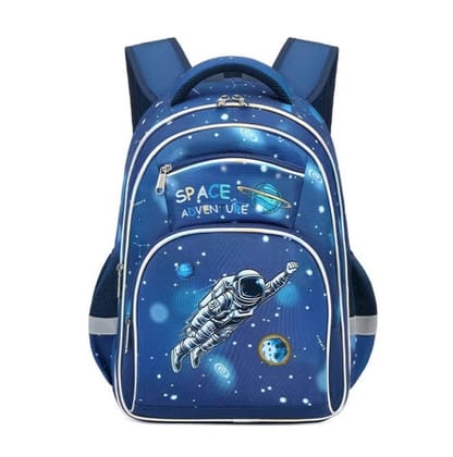 Space Adventure Print Large Capacity Waterproof School Bag - Galaxy-Themed Backpack-Light Blue