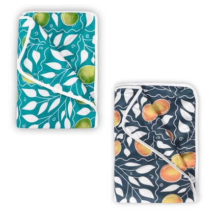 Green and Navy Blue Leaf Pattern Dohar Combo for Kids 100% Cotton Baby Blanket for New Born Under 04 Years-Toodler/Infants / Green and Navy / KTB-ME_1154_1153