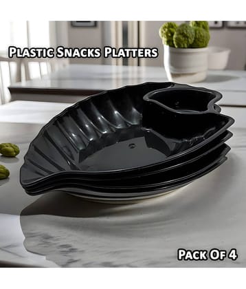 kitchrox 4 Pcs Plastic Black Platter