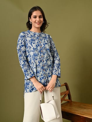 Tropical Shirt Style Tunic-XS