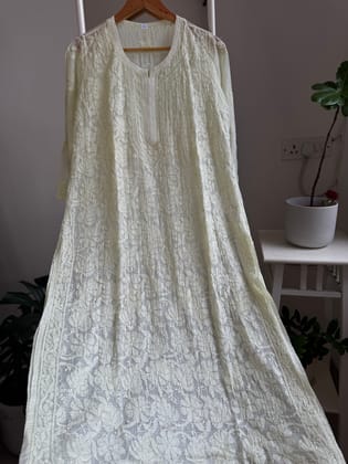 Kota Soft Cotton Chikankari Kurti - Lemon Yellow - CHAND Collection-Lemon Yellow / Kota cotton / XL
