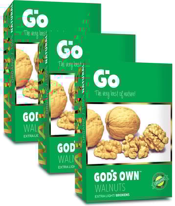 Go Organic Extra Light Broken Walnuts Kernels (Without Shell) 750g, 250g x 3 | New Crop Walnuts | Organic Walnuts Kernels | Fresh and Healthy