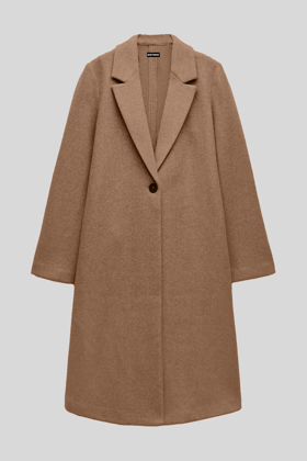 Camel - Wool Blend Long Coat-M