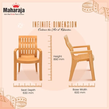 MAHARAJA Plastic Chair Set, Chair for Living Room, Home, Plastic Chair for Home with Arm Rest/Modern Stylish Design with Glossy & Matte Finish Bearing Capacity 200Kg.