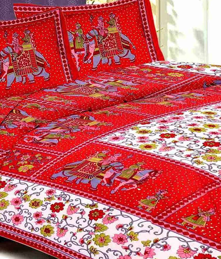 Bombay Spreads Cotton King Bedsheet ( Red )