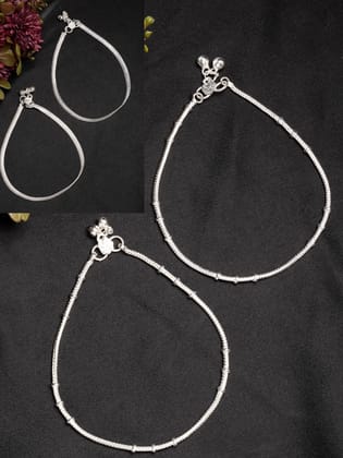 NVR Women's Pair of 2 Silver-Plated Anklets-Onesize / Silver / Brass